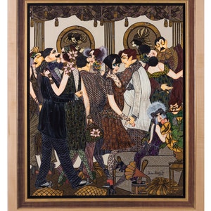 1920s art deco original acrylic painting on canvas. fine art painting. unique humorous wall art home décor. vintage style art lover gift