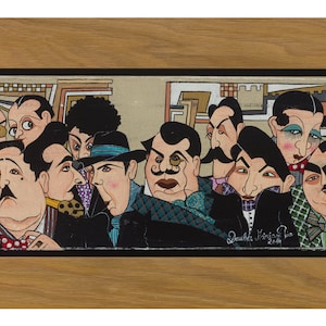 1920s art deco original acrylic painting on canvas. fine art painting. unique humorous wall art home décor. vintage style art lover gift