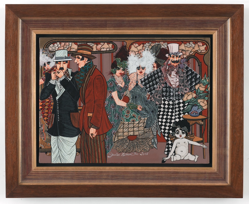 1920s art deco original acrylic painting on canvas. fine art | Etsy