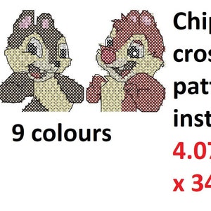 Chip n Dale Cross Stitch Pattern PDF Instant Download