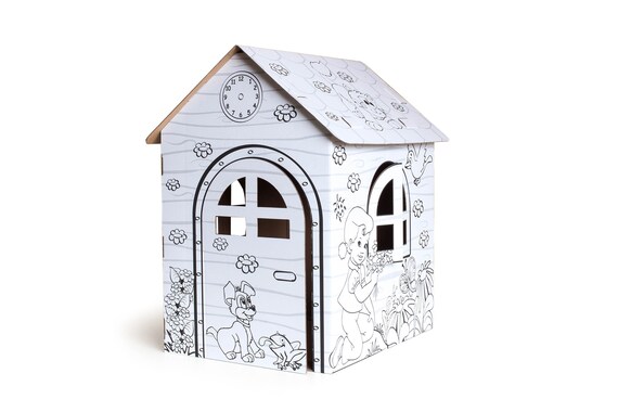 Chateau a peindre colorier carton ecologique jouet enfant maison