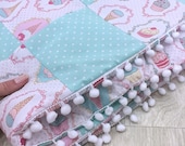 pink stroller blanket cupcake blanket newborn girl gift set unicorn pillow