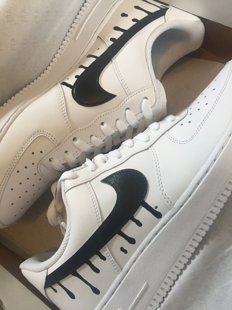 Black Drip swoosh Custom Air Force 1 Etsy
