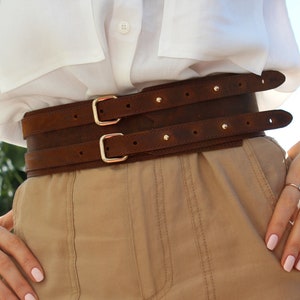 Cinturón ancho de cuero marrón cobre para mujer, Cinturón ancho de cuero, Cinturón ancho de cintura, Cinturón de cuero, cinturones anchos para mujer, Corsé bajo el busto,