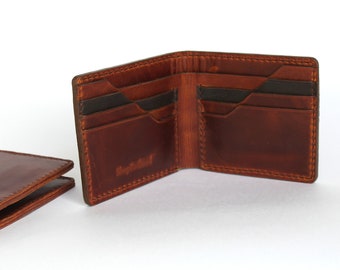 Personalized Leather Bifold Wallet: Handcrafted Full Grain Cow Leather