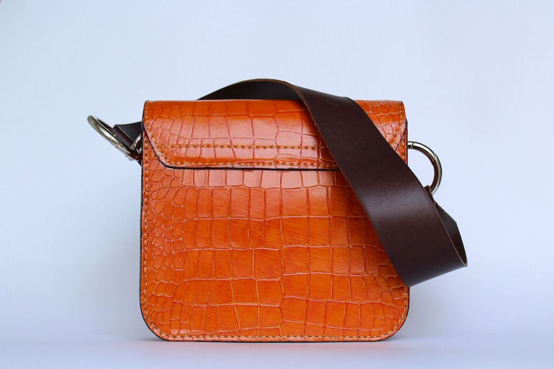 Beautiful Orange Leather Bag Small Leather Purse Leather Bag Etsy