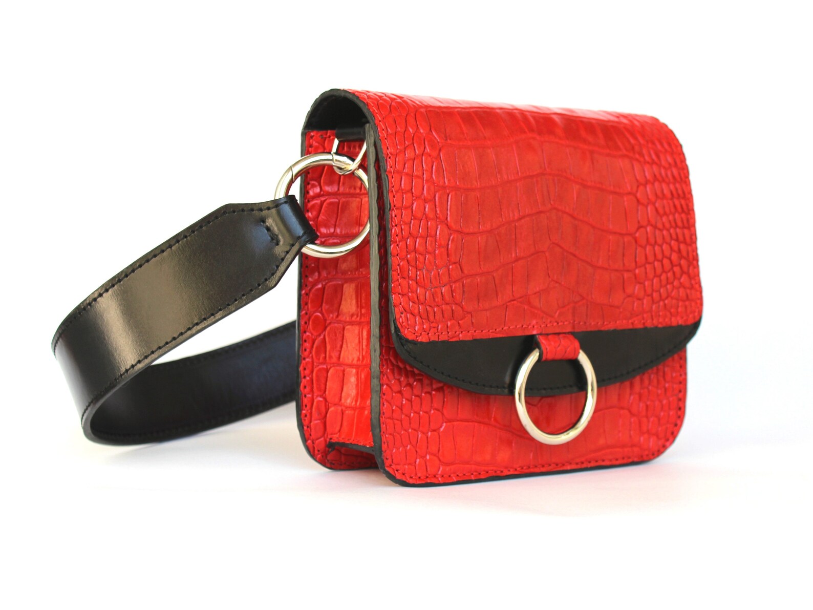 Leather Shoulder Bag Red Leather Shoulder Bag Chloe Style Etsy