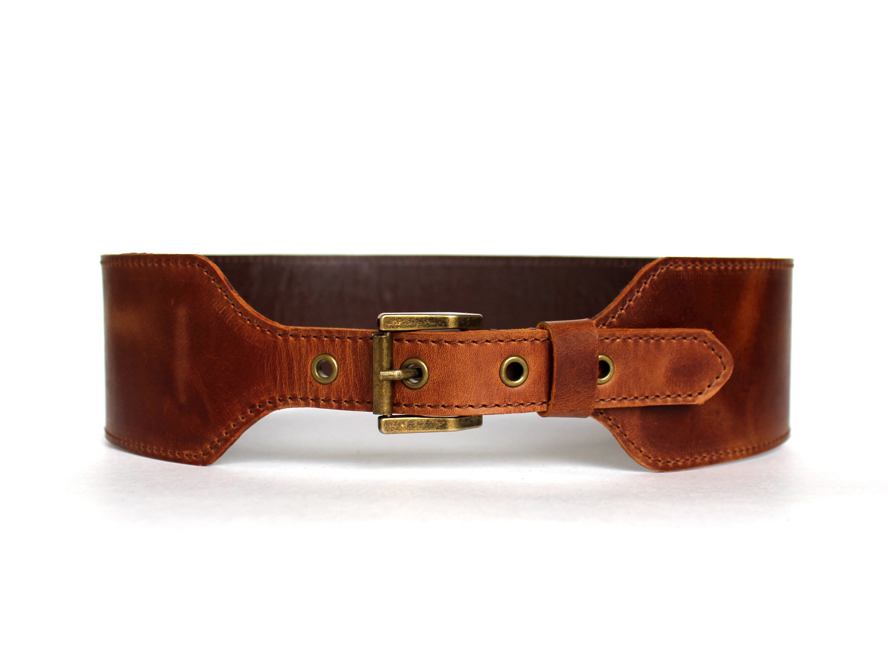 【cacharel】 BROWN LEATHER wide BELT INSIGHTER Genuine Leather Belt for Women Waist Skinny Dress