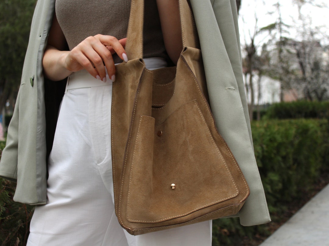 Brown suede tote online