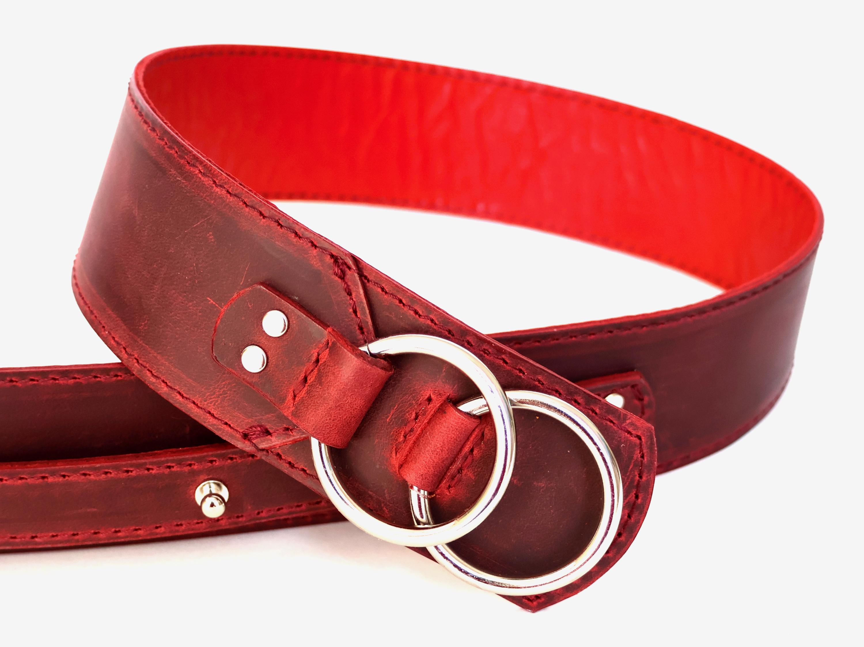 Handmade Red Genuine Leather Waist Belt for Women – Wide  display picture 2
