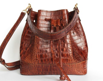 Brown leather bag, Drawstring bag, Bucket bag, Leather bucket bag,  Leather purse,  Designer handbag, Leather shoulder bag, Leather tote