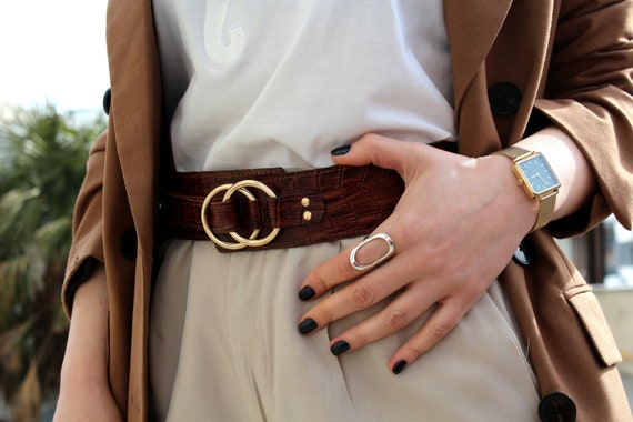 Lovely Brown Leather Belt Women Wide Waist Belt Leather 