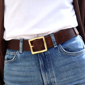 Lovely Brown Leather Belt Women, Leather Waist Belt,  Antique Brass Buckle, Chocolate Brown Leather Belt
