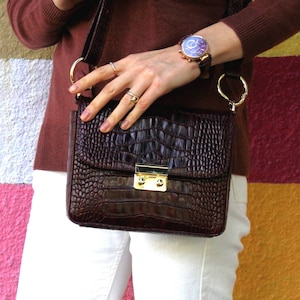 Bolso de piel rojo, bolso de mano de piel, bolso de piel para mujer, bolso de piel auténtica, monedero de piel, bolso de hombro de piel, bolso de diseño, cocodrilo