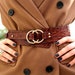 Lovely Brown Leather belt women, Wide waist belt, Leather waist belt, Leather suit belt, Reptile leather buckle