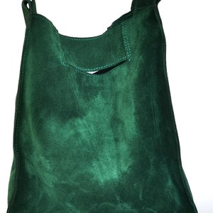 Suede shoulder bag, Green leather shopper bag, Slouch bag, Shopper bag, Leather tote, suede shoulder bag, Green boho image 4