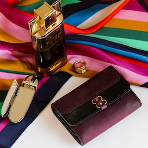 Lila Geldbörse, Leder Portemonnaie, Reißverschluss Geldbörse, Geschenk für sie, Leder Kartenhalter, Leder Geldbörse, Reißverschluss-Brieftasche, Lederbeutel, Münzbeutel
