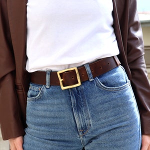 Lovely Brown Leather Belt Women, Leather Waist Belt, Antique Brass Buckle, Chocolate Brown Leather Belt image 8
