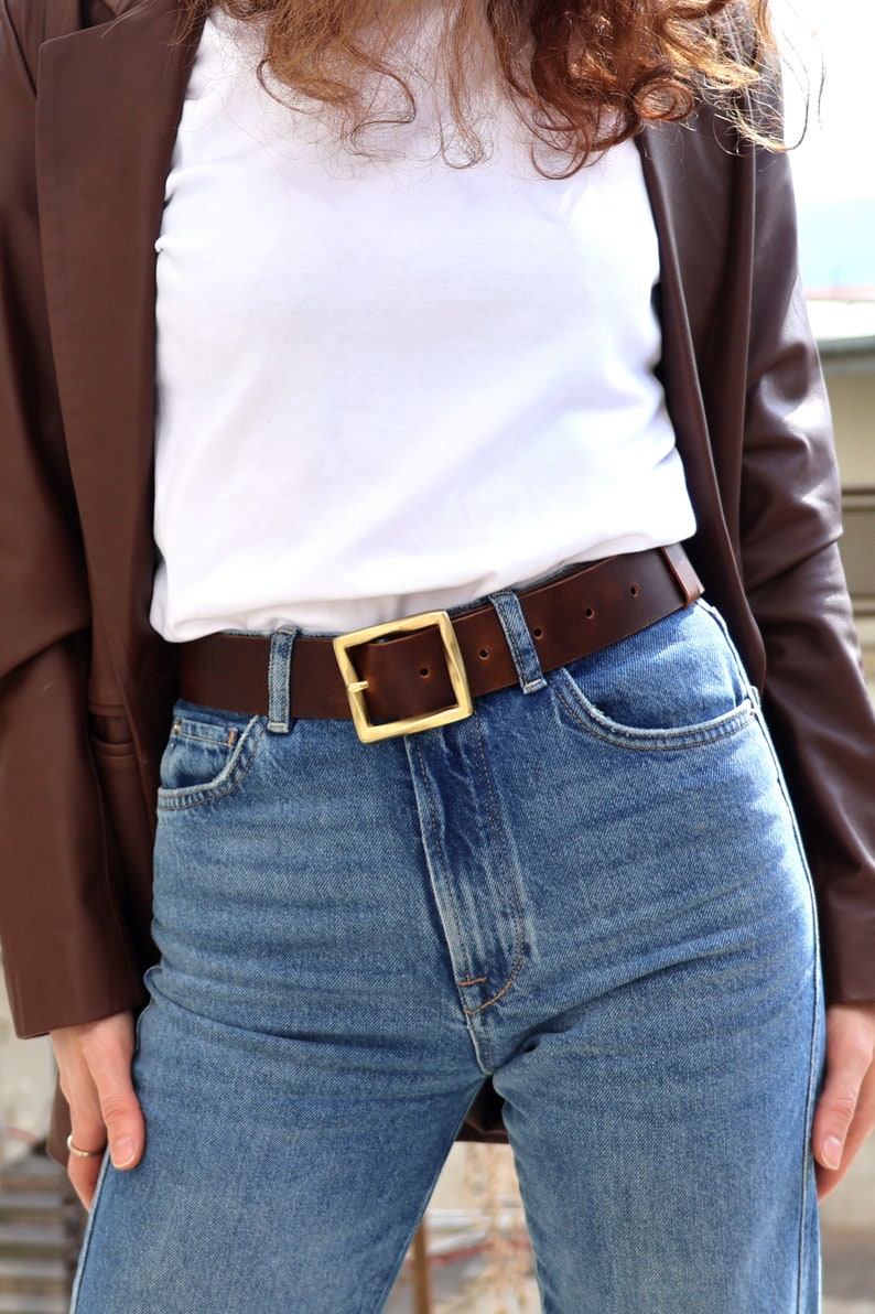 Lovely Brown Leather Belt Women, Leather Waist Belt, Antique Brass Buckle, Chocolate Brown Leather Belt image 8