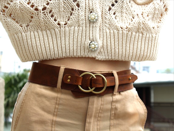 Vintage 2 Piece Belt Dress Sweater Clasp Closure Embossed Metal