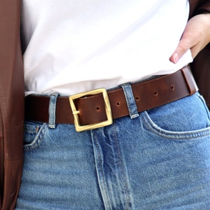 Lovely Brown Leather Belt Women, Leather Waist Belt, Antique Brass Buckle, Chocolate Brown Leather Belt image 7