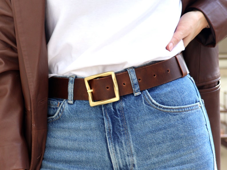 Lovely Brown Leather Belt Women, Leather Waist Belt, Antique Brass Buckle, Chocolate Brown Leather Belt image 7
