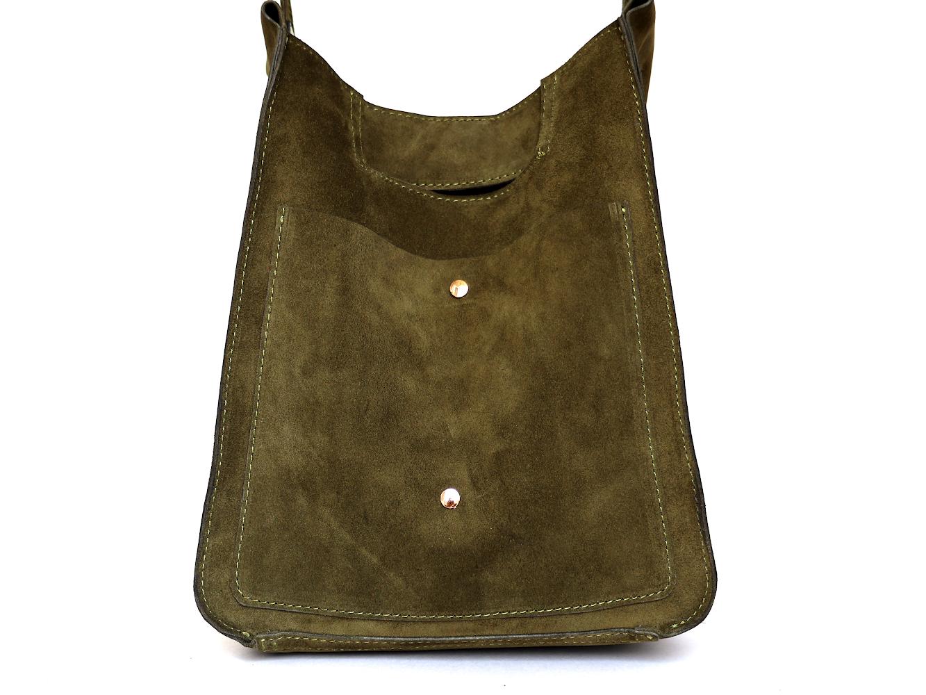 ★EMIS★ SUEDE SHOULDER BAGGREEN m1037_1334946 Green Suede Shoulder Bag, Suede Leather Shopper Bag, Slouchy