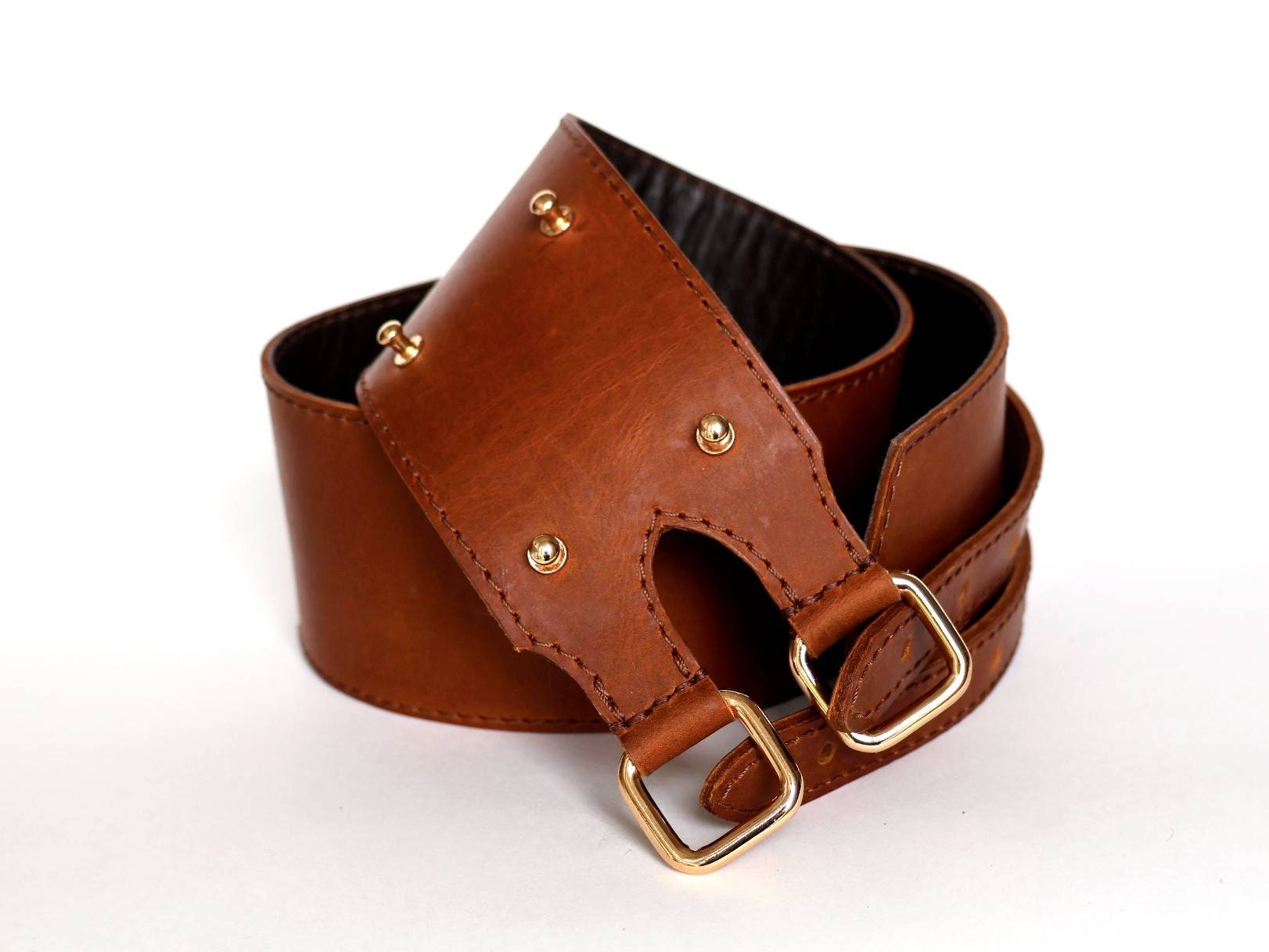 Copper Brown Wide Leather Belt Women, Wide Leather Belt
