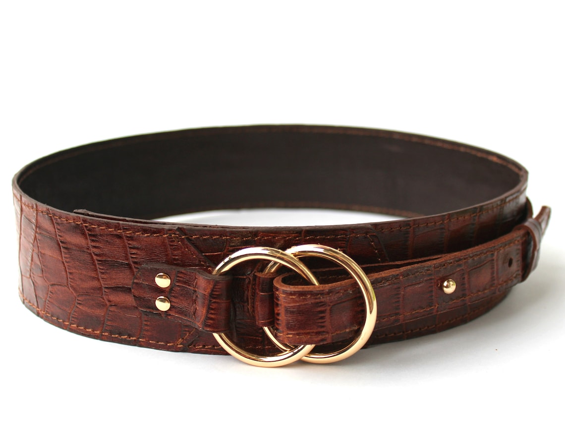 Lovely Brown Leather belt women Wide waist belt Leather Etsy