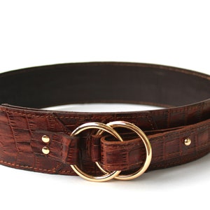 Lovely Brown Leather belt women, Wide waist belt, Leather waist belt, Leather suit belt, Reptile leather buckle image 3