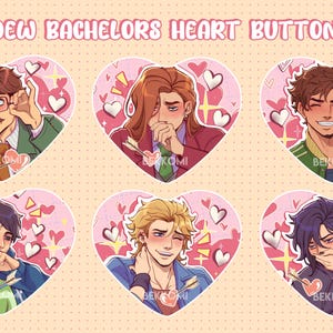 Pines de botón con forma de corazón de Stardew Valley Bachelors