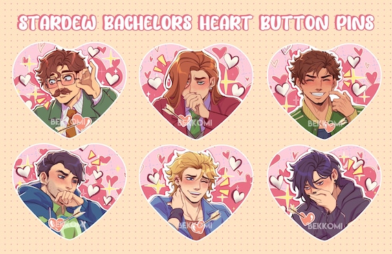 Stardew Valley Bachelors Heart Button Pins