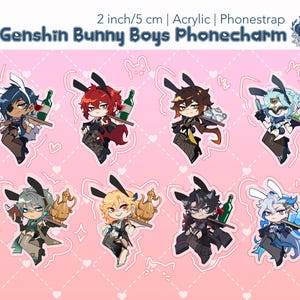 Genshin Bunny Boys Phone Charms 2 in