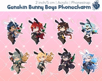 Genshin Bunny Boys Phone Charms 2 in