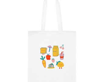 Leuk geïllustreerd voedsel met gezichten Tote Bag