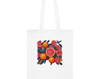 Pink Oranges Illustration Graphic Tote Bag