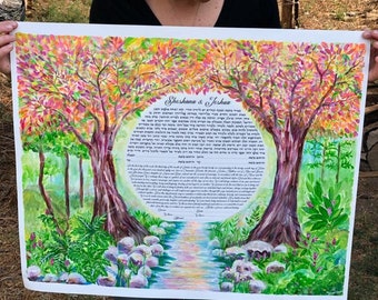 Original handgemalte kundenspezifische Ketubah-Kunst, von Ihnen vorgestellt und von mir gemalt