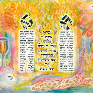 Original Painting, Shabbat Candles Jewish Wall Art, Candle Lighting Blessing Housewarming Gift 50 x 70 cm.