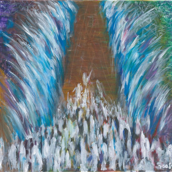 Judaica Art Print, "The Splitting of The Sea,"  Abstract Jewish Wall Art