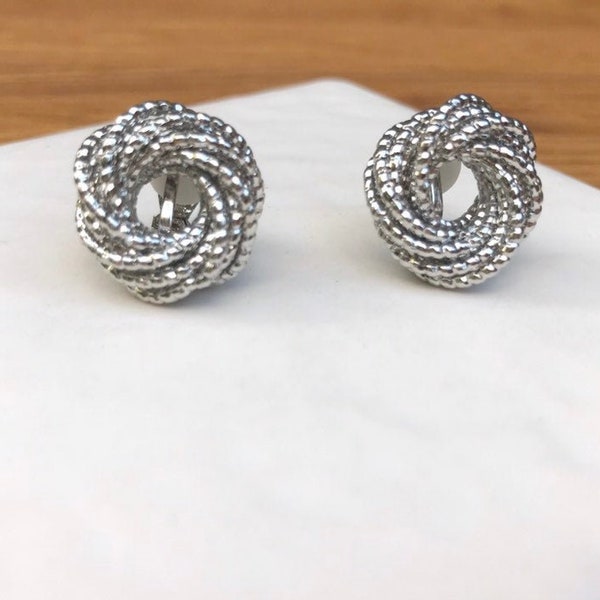 Sparkly Wreath CLIP ON earrings - Silver tone hoop wreath. Statement drop dangle earrings