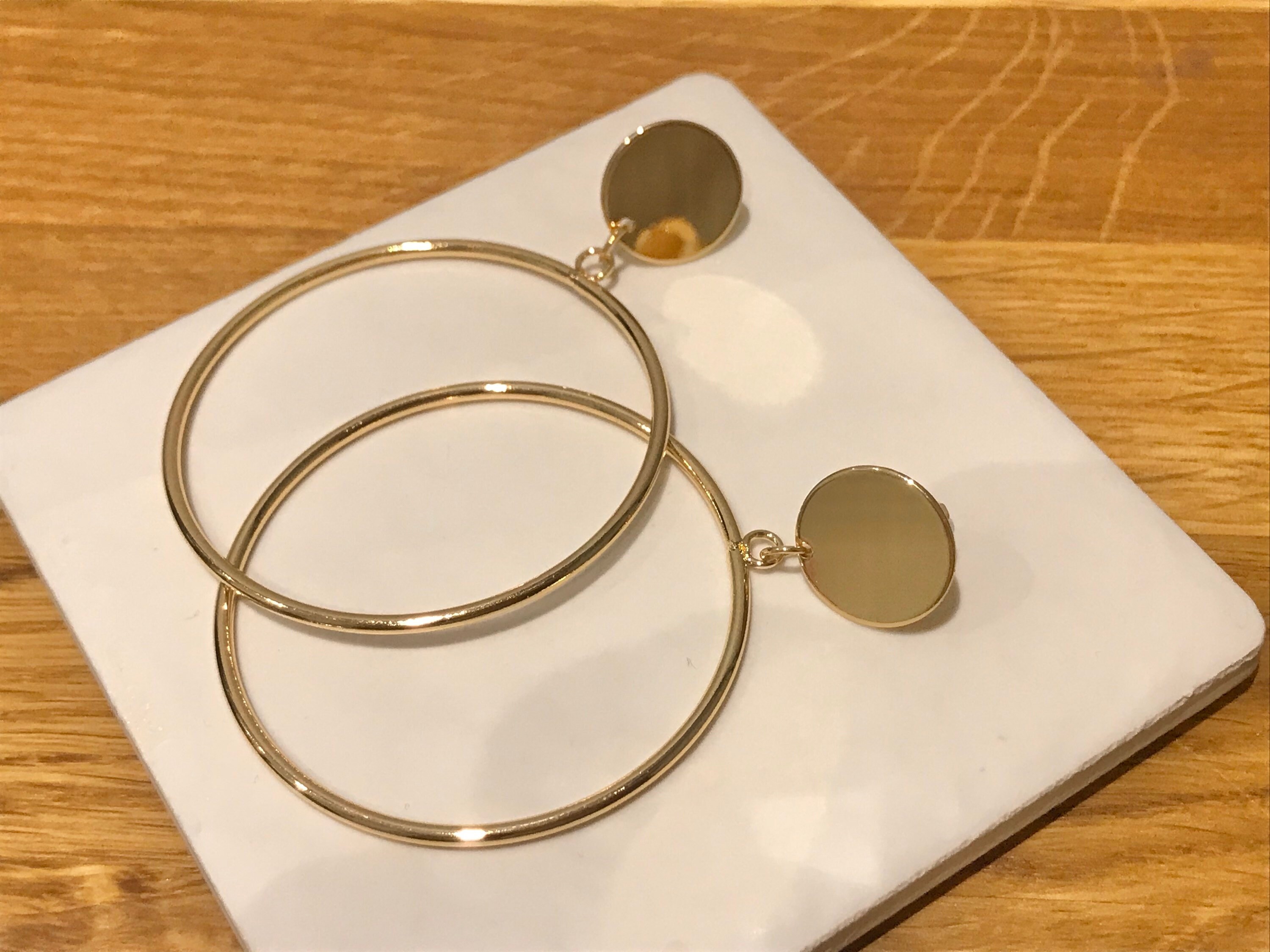 Hoop CLIP ON Earrings Gold Tone Round Hoop With Gold Top Etsy UK