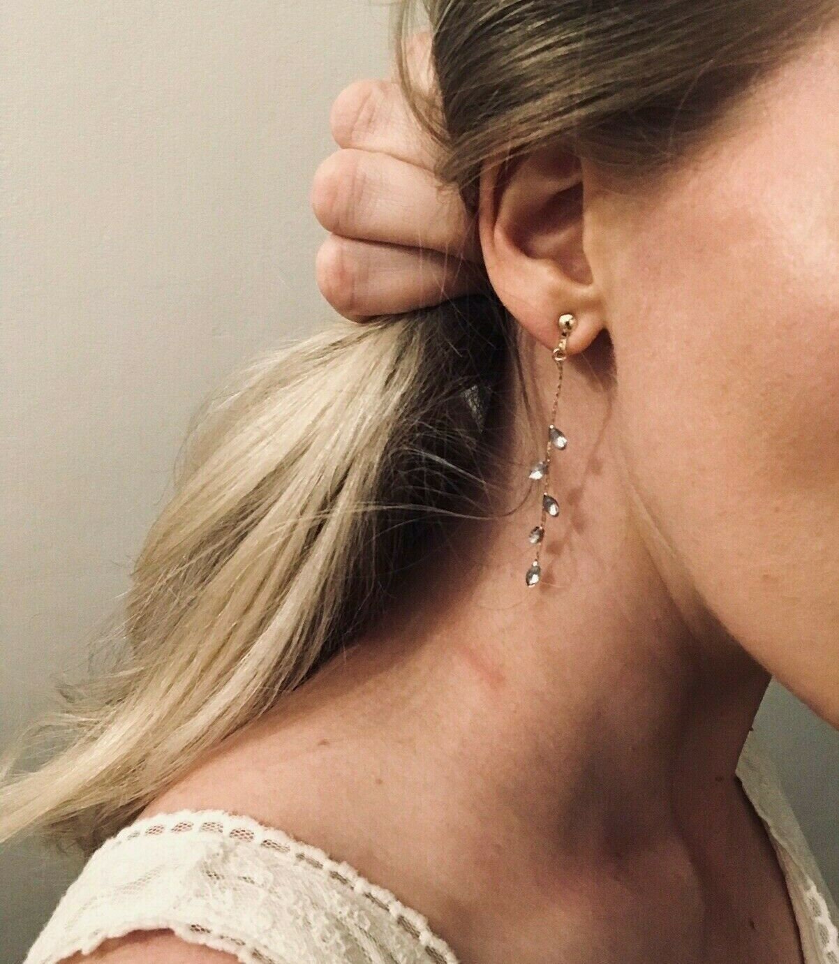 Cute Clip On Earrings Drop Dangle Gold Gem Diamanté Flower Etsy