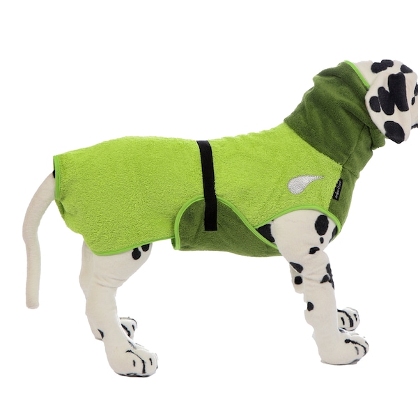 drop-(t)ex dog bathrobe "Light green cactus" back length selectable from 30 cm - 90 cm