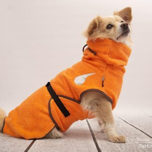Dog bathrobe &quot;Orange&quot; back length selectable from 30 cm - 90 cm