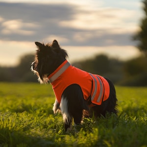 Dog signal vest &quot;Neon Orange&quot; made of softshell - back length selectable from 25 cm - 50 cm - 100% handmade