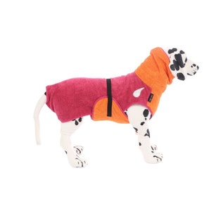 Dog bathrobe &quot;Pink-Orange&quot; back length selectable from 30 cm - 90 cm