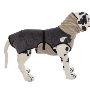Dog bathrobe &quot;Slate-Elephant Grey&quot; back length selectable from 30 cm - 90 cm