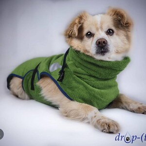 Dog bathrobe &quot;Cactus&quot; back length selectable from 30 cm - 90 cm - 100% handmade