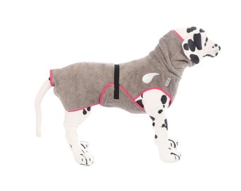 drop-(t)ex dog bathrobe "elephant grey" back length selectable from 30 cm - 90 cm