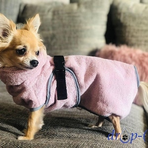 Dog bathrobe &quot;Old pink&quot; back length selectable from 30 cm - 90 cm - 100% handmade